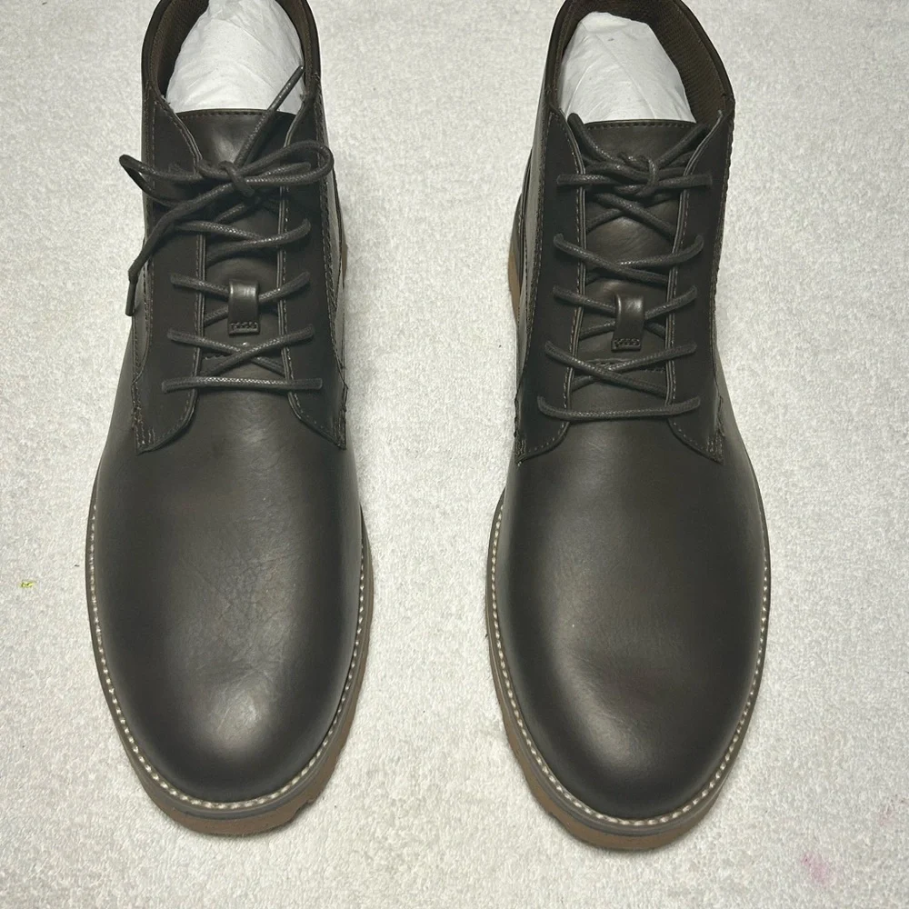 Men's Lancer Brown Leather Boot Faux Brown Leather Lace up Front NIB Size 13 $39